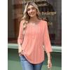 Zeagoo 3/4 Length Sleeve Womens Tops Round Neck Casual Summer Tunic Tops Basic Tees Blouses Dressy T-Shirts Pleated Shirts(Pink)