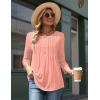 Zeagoo 3/4 Length Sleeve Womens Tops Round Neck Casual Summer Tunic Tops Basic Tees Blouses Dressy T-Shirts Pleated Shirts(Pink)