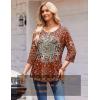 Zeagoo 3/4 Length Sleeve Womens Tops Round Neck Casual Summer Tunic Tops Basic Tees Blouses Dressy T-Shirts Pleated Shirts(Red)