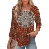 Zeagoo 3/4 Length Sleeve Womens Tops Round Neck Casual Summer Tunic Tops Basic Tees Blouses Dressy T-Shirts Pleated Shirts(Red)