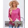 Zeagoo 3/4 Length Sleeve Womens Tops Round Neck Casual Summer Tunic Tops Basic Tees Blouses Dressy T-Shirts Pleated Shirts(Rose)