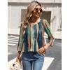 Zeagoo 3/4 Length Sleeve Womens Tops Round Neck Casual Summer Tunic Tops Basic Tees Blouses Dressy T-Shirts Pleated Shirts(Tie Dye)