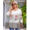 Zeagoo 3/4 Length Sleeve Womens Tops Round Neck Casual Summer Tunic Tops Basic Tees Blouses Dressy T-Shirts Pleated Shirts(White)