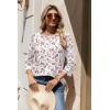Zeagoo 3/4 Length Sleeve Womens Tops Round Neck Casual Summer Tunic Tops Basic Tees Blouses Dressy T-Shirts Pleated Shirts(White Pink)
