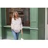 Zeagoo 3/4 Length Sleeve Womens Tops Round Neck Casual Summer Tunic Tops Basic Tees Blouses Dressy T-Shirts Pleated Shirts(White Pink)