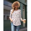 Zeagoo 3/4 Length Sleeve Womens Tops Round Neck Casual Summer Tunic Tops Basic Tees Blouses Dressy T-Shirts Pleated Shirts(White Pink)