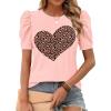 Zeagoo Blouse for Women Dressy Casual Puff Short Sleeve Boho Tops Fashion Floral Crew Neck Tunic Shirts Summer Clothes(Ax49)