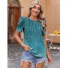 Zeagoo Blouse for Women Dressy Casual Puff Short Sleeve Boho Tops Fashion Floral Crew Neck Tunic Shirts Summer Clothes(A-xh363)