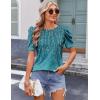Zeagoo Blouse for Women Dressy Casual Puff Short Sleeve Boho Tops Fashion Floral Crew Neck Tunic Shirts Summer Clothes(A-xh363)