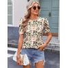 Zeagoo Blouse for Women Dressy Casual Puff Short Sleeve Boho Tops Fashion Floral Crew Neck Tunic Shirts Summer Clothes(Bf106)