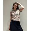 Zeagoo Blouse for Women Dressy Casual Puff Short Sleeve Boho Tops Fashion Floral Crew Neck Tunic Shirts Summer Clothes(Bf106)