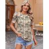Zeagoo Blouse for Women Dressy Casual Puff Short Sleeve Boho Tops Fashion Floral Crew Neck Tunic Shirts Summer Clothes(Bf106)