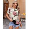 Zeagoo Blouse for Women Dressy Casual Puff Short Sleeve Boho Tops Fashion Floral Crew Neck Tunic Shirts Summer Clothes(Bf178)