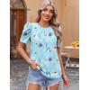 Zeagoo Blouse for Women Dressy Casual Puff Short Sleeve Boho Tops Fashion Floral Crew Neck Tunic Shirts Summer Clothes(Bf311)