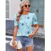 Zeagoo Blouse for Women Dressy Casual Puff Short Sleeve Boho Tops Fashion Floral Crew Neck Tunic Shirts Summer Clothes(Bf311)