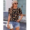Zeagoo Blouse for Women Dressy Casual Puff Short Sleeve Boho Tops Fashion Floral Crew Neck Tunic Shirts Summer Clothes(Bf352)
