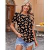Zeagoo Blouse for Women Dressy Casual Puff Short Sleeve Boho Tops Fashion Floral Crew Neck Tunic Shirts Summer Clothes(Bf352)