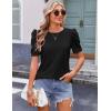 Zeagoo Blouse for Women Dressy Casual Puff Short Sleeve Boho Tops Fashion Floral Crew Neck Tunic Shirts Summer Clothes(Black)