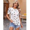 Zeagoo Blouse for Women Dressy Casual Puff Short Sleeve Boho Tops Fashion Floral Crew Neck Tunic Shirts Summer Clothes(Dw170)