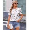 Zeagoo Blouse for Women Dressy Casual Puff Short Sleeve Boho Tops Fashion Floral Crew Neck Tunic Shirts Summer Clothes(Dw170)