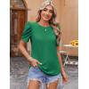 Zeagoo Blouse for Women Dressy Casual Puff Short Sleeve Boho Tops Fashion Floral Crew Neck Tunic Shirts Summer Clothes(Green)