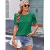 Zeagoo Blouse for Women Dressy Casual Puff Short Sleeve Boho Tops Fashion Floral Crew Neck Tunic Shirts Summer Clothes(Green)