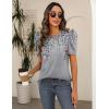 Zeagoo Blouse for Women Dressy Casual Puff Short Sleeve Boho Tops Fashion Floral Crew Neck Tunic Shirts Summer Clothes(Hf36)