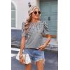 Zeagoo Blouse for Women Dressy Casual Puff Short Sleeve Boho Tops Fashion Floral Crew Neck Tunic Shirts Summer Clothes(Hf36)