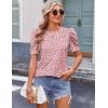 Zeagoo Blouse for Women Dressy Casual Puff Short Sleeve Boho Tops Fashion Floral Crew Neck Tunic Shirts Summer Clothes(Jh301)