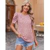 Zeagoo Blouse for Women Dressy Casual Puff Short Sleeve Boho Tops Fashion Floral Crew Neck Tunic Shirts Summer Clothes(Jh301)