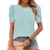 Zeagoo Blouse for Women Dressy Casual Puff Short Sleeve Boho Tops Fashion Floral Crew Neck Tunic Shirts Summer Clothes(Jh532)