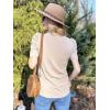 Zeagoo Blouse for Women Dressy Casual Puff Short Sleeve Boho Tops Fashion Floral Crew Neck Tunic Shirts Summer Clothes(Khaki)