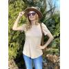 Zeagoo Blouse for Women Dressy Casual Puff Short Sleeve Boho Tops Fashion Floral Crew Neck Tunic Shirts Summer Clothes(Khaki)