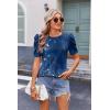 Zeagoo Blouse for Women Dressy Casual Puff Short Sleeve Boho Tops Fashion Floral Crew Neck Tunic Shirts Summer Clothes(Mz712)