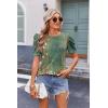 Zeagoo Blouse for Women Dressy Casual Puff Short Sleeve Boho Tops Fashion Floral Crew Neck Tunic Shirts Summer Clothes(Mz808)
