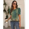 Zeagoo Blouse for Women Dressy Casual Puff Short Sleeve Boho Tops Fashion Floral Crew Neck Tunic Shirts Summer Clothes(Mz808)