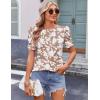 Zeagoo Blouse for Women Dressy Casual Puff Short Sleeve Boho Tops Fashion Floral Crew Neck Tunic Shirts Summer Clothes(Sf295)