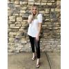 Zeagoo Blouse for Women Dressy Casual Puff Short Sleeve Boho Tops Fashion Floral Crew Neck Tunic Shirts Summer Clothes(White)