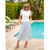 Zeagoo Blouse for Women Dressy Casual Puff Short Sleeve Boho Tops Fashion Floral Crew Neck Tunic Shirts Summer Clothes(White)
