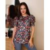 Zeagoo Blouse for Women Dressy Casual Puff Short Sleeve Boho Tops Fashion Floral Crew Neck Tunic Shirts Summer Clothes(Xh464)