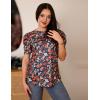 Zeagoo Blouse for Women Dressy Casual Puff Short Sleeve Boho Tops Fashion Floral Crew Neck Tunic Shirts Summer Clothes(Xh464)