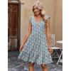 Zeagoo Boho Mini A-line Dress 2025 Womens Summer Dress Casual Ruffle Tiered Floral Square Neck Sundresses Beach with Pockets(02 Blue Floral)