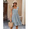 Zeagoo Boho Mini A-line Dress 2025 Womens Summer Dress Casual Ruffle Tiered Floral Square Neck Sundresses Beach with Pockets(02 Blue Floral)