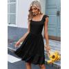 Zeagoo Boho Mini A-line Dress 2025 Womens Summer Dress Casual Ruffle Tiered Floral Square Neck Sundresses Beach with Pockets(Black)