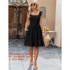 Zeagoo Boho Mini A-line Dress 2025 Womens Summer Dress Casual Ruffle Tiered Floral Square Neck Sundresses Beach with Pockets(Black)