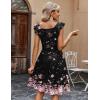 Zeagoo Boho Mini A-line Dress 2025 Womens Summer Dress Casual Ruffle Tiered Floral Square Neck Sundresses Beach with Pockets(Black Floral)
