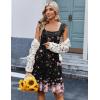 Zeagoo Boho Mini A-line Dress 2025 Womens Summer Dress Casual Ruffle Tiered Floral Square Neck Sundresses Beach with Pockets(Black Floral)