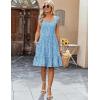 Zeagoo Boho Mini A-line Dress 2025 Womens Summer Dress Casual Ruffle Tiered Floral Square Neck Sundresses Beach with Pockets(Blue Floral)