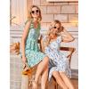 Zeagoo Boho Mini A-line Dress 2025 Womens Summer Dress Casual Ruffle Tiered Floral Square Neck Sundresses Beach with Pockets(Blue White Floral)