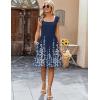 Zeagoo Boho Mini A-line Dress 2025 Womens Summer Dress Casual Ruffle Tiered Floral Square Neck Sundresses Beach with Pockets(Navy Floral)